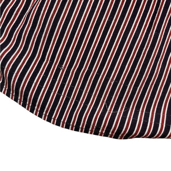 MAEVE ANTHROPOLOGIE Adelaide Poplin Button Down Shirt Red Blue Striped Small - Picture 5 of 11